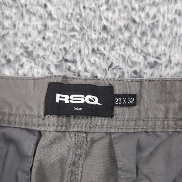 RSQ Pants Men 29x32 Gray Khaki Canvas Utility Cargo Workwear Chore Straight Leg - Picture 4 of 10